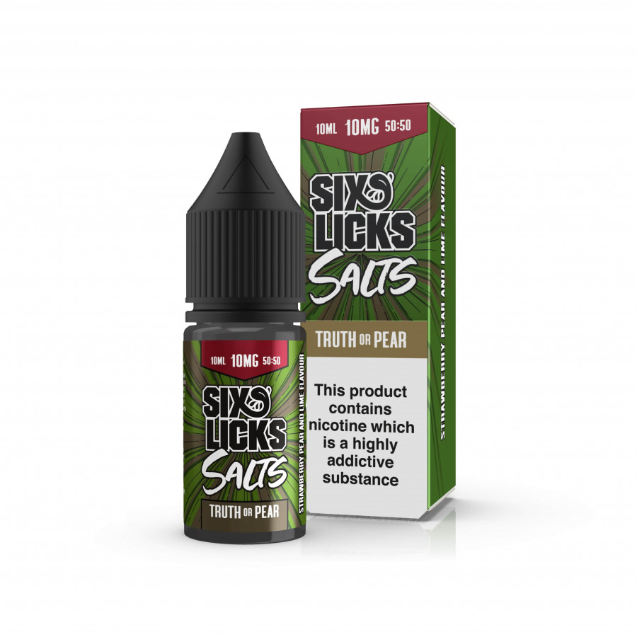 Six licks salts Eliquid 10ml truth or pear flavour 10mg